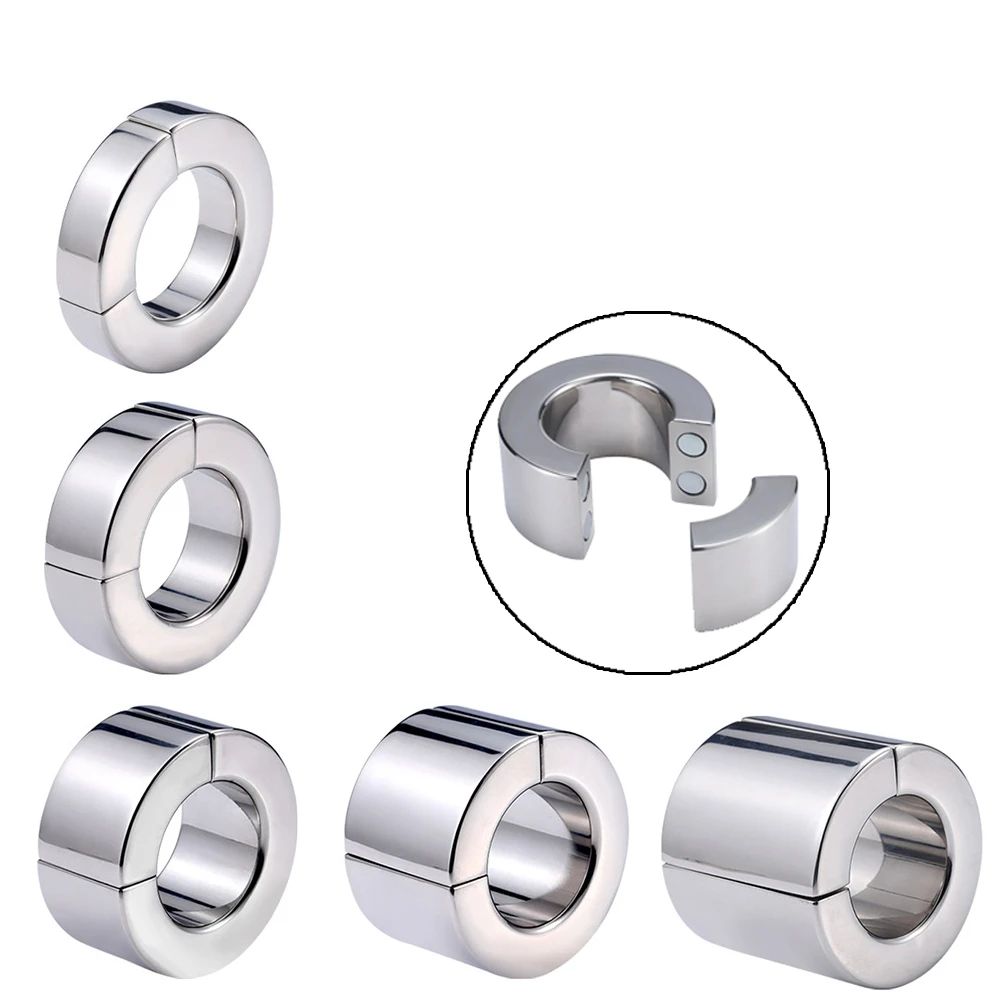Metal Ball Stretcher Scrotum Pendant Restraint Ring Weight Penis Bondage Scrotum Magmetic Lock Traning Ring 5 Size for Men