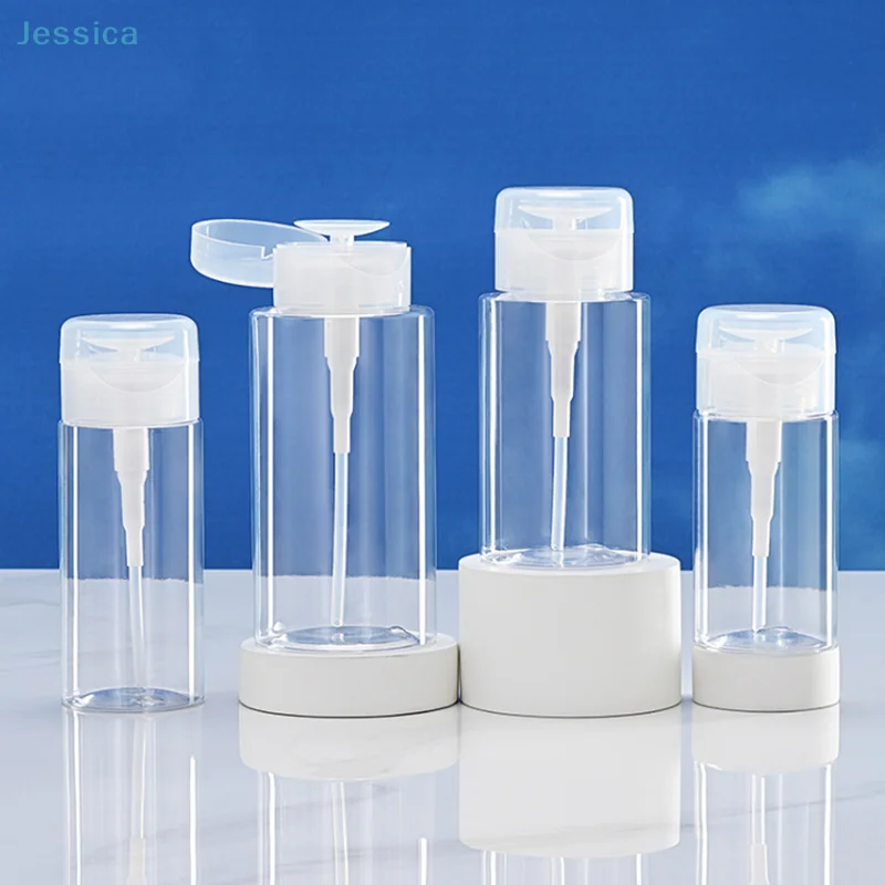 ♥100/150/200/300ml Empty Press Pump Bottle Dispenser Liquid Container Refillable Remover Cleaner Polish Makeup Manicure Tool