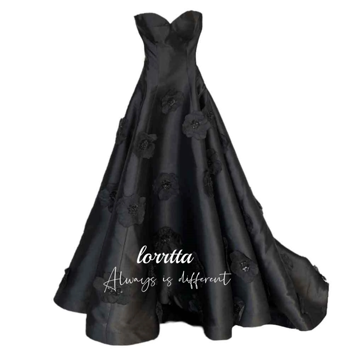 Lorrtta Line A 3D Flowers Evening Dress Ball Gown Satin Formal Occasion Dresses for Special Occasions Robe De Soiree Femmes Prom