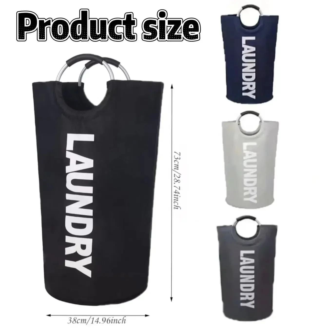 Oxford Fabric Waterproof Laundry Hamper Foldable Large Capacity Dirty Clothes Storage Bag With Handle for Bathroom Laundry Room image 2
