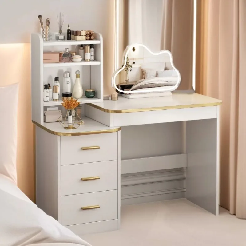 Bedside table in bedroom, dressing table, vanity cabinet integrated into one