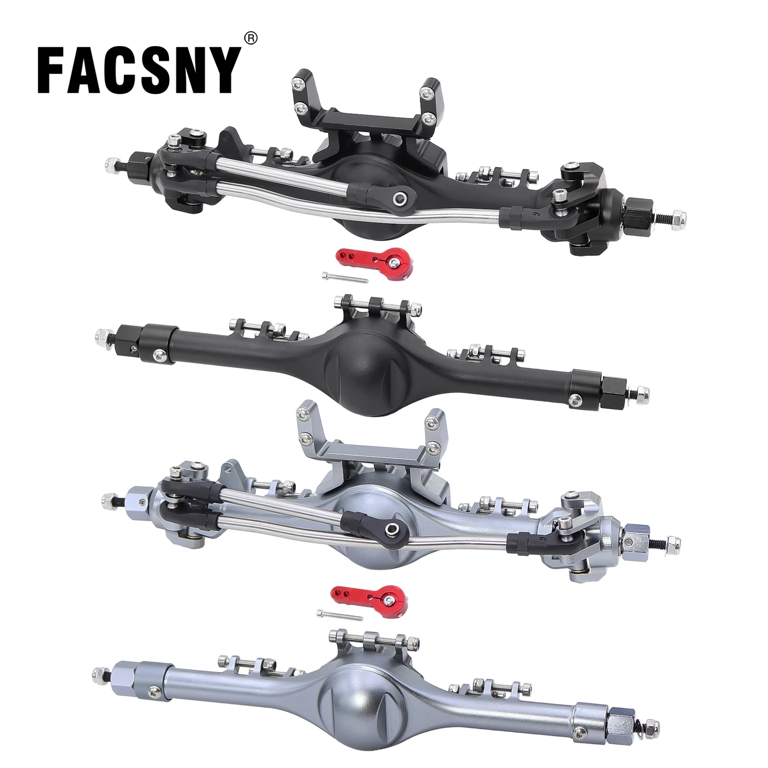

Aluminum Front & Rear Straight Complete Axles Set with Servo Mount for 1/10 Axial SCX10 II 90046 90047 RC Crawler Upgrade Parts