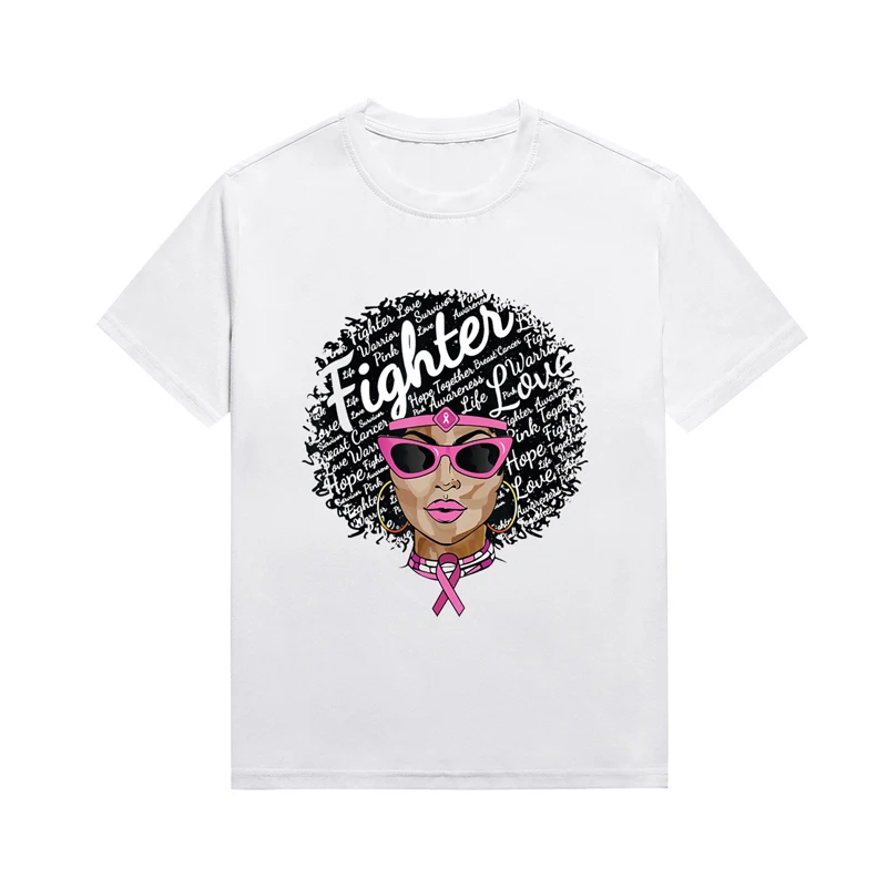 Fightev Melanin Female Lady Tee Personality Women Avatar Cartoon Pattern T Shirt Casual Summer Top Custom Tees