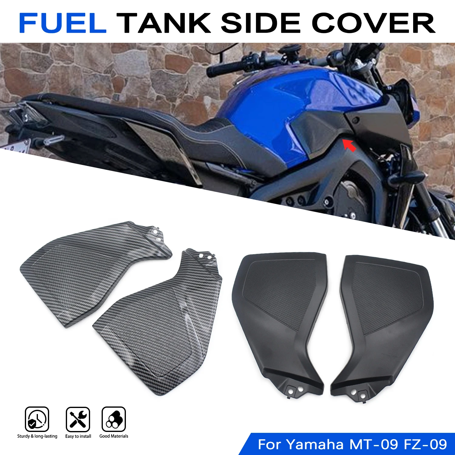 

For Yamaha MT09 FZ09 MT-09 FZ-09 2012-2020 Motorcycle Fuel Tank Side Fairing Panel Protector Cover Motorcycle Accessories