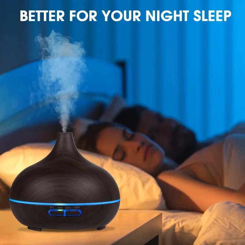 550ML Aromatherapy Essential Oil Diffuser with 6 Oils, Remote Control, 7-Color LED Night Light, Humidifier for Spa, Yoga, Bedroo