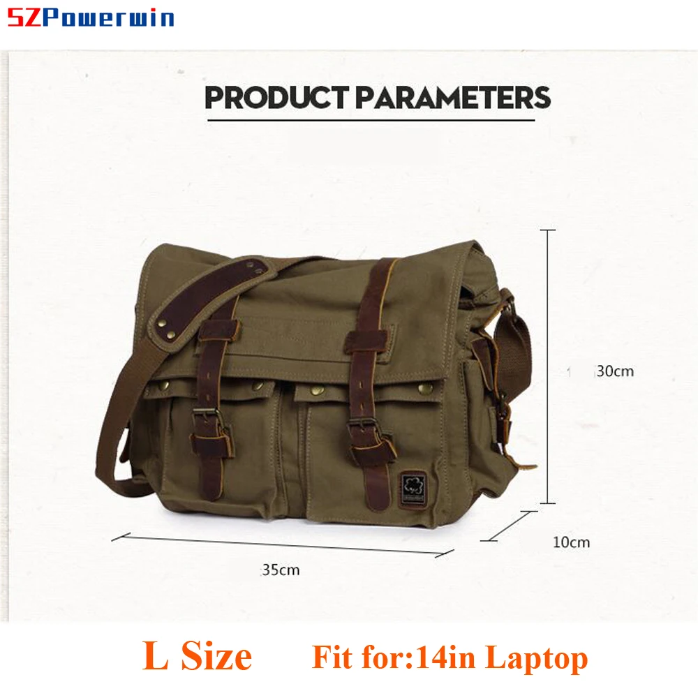 Powerwin Large Size Stylish Leisure Postman Messenger Bag Cross Body Single Shoulder Canvas Case for Daily Use 17 Inch Laptop