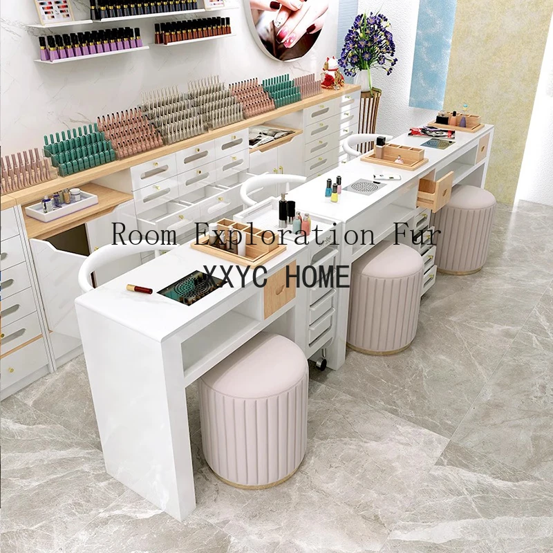 

Makeup White Nail Table Luxury Modern Dressing Professional Manicure Table Headboards Mesa Manicura Beauty Furniture LJ50MT