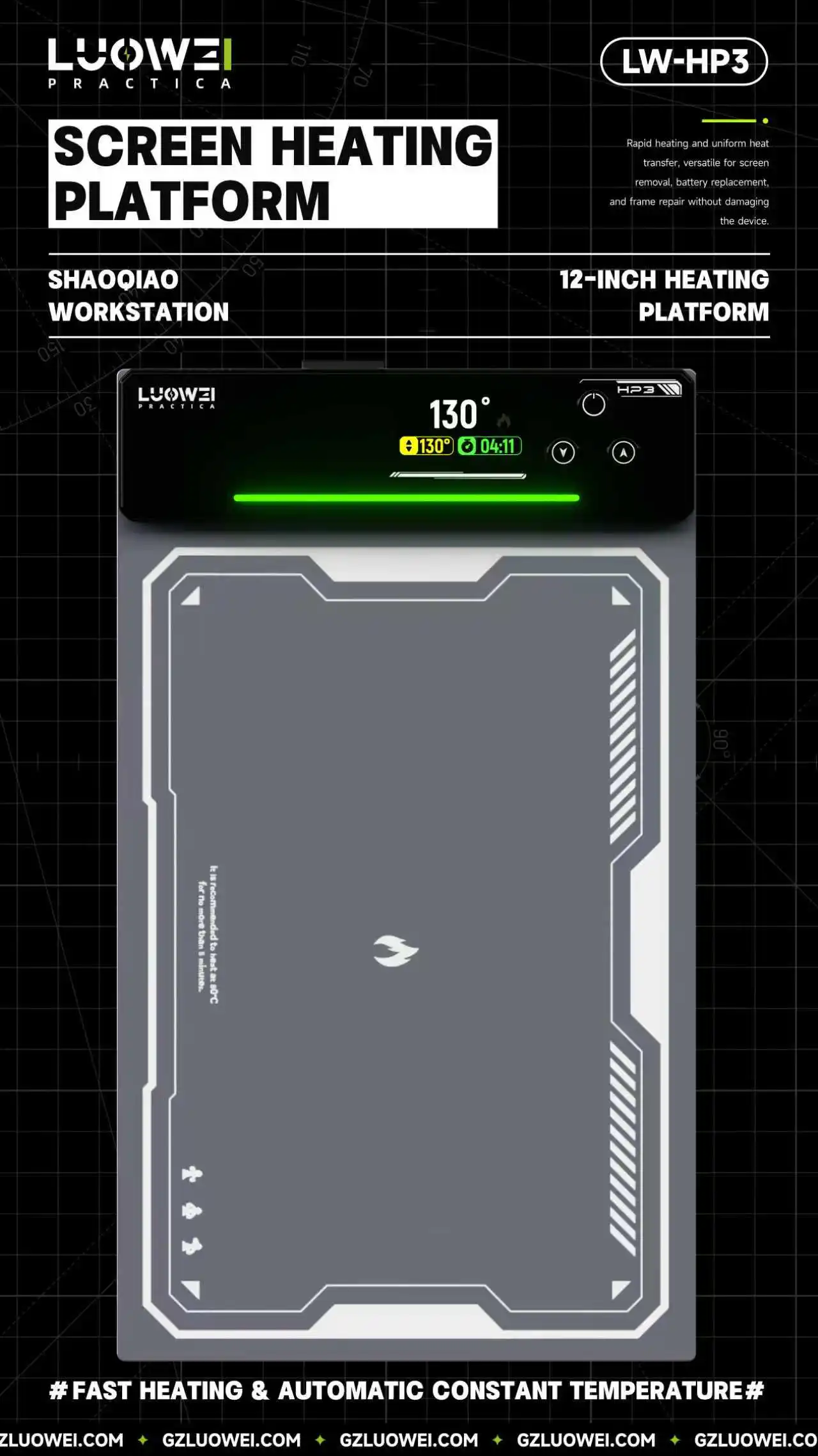 LUOWEI  12 Inch Screen Heating Platform Precise Temp Control Fast Heating LCD Screen Separator for Phone Tablet Repair