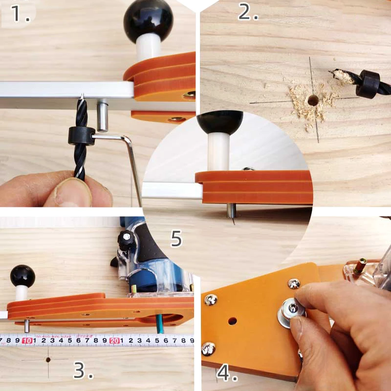 Imagem -04 - Círculo Corte Jig Kit para Carpintaria Mão Trimmer Madeira Router Fresagem Slotting Máquina de Aparar Ferramentas Elétricas Círculo Guia