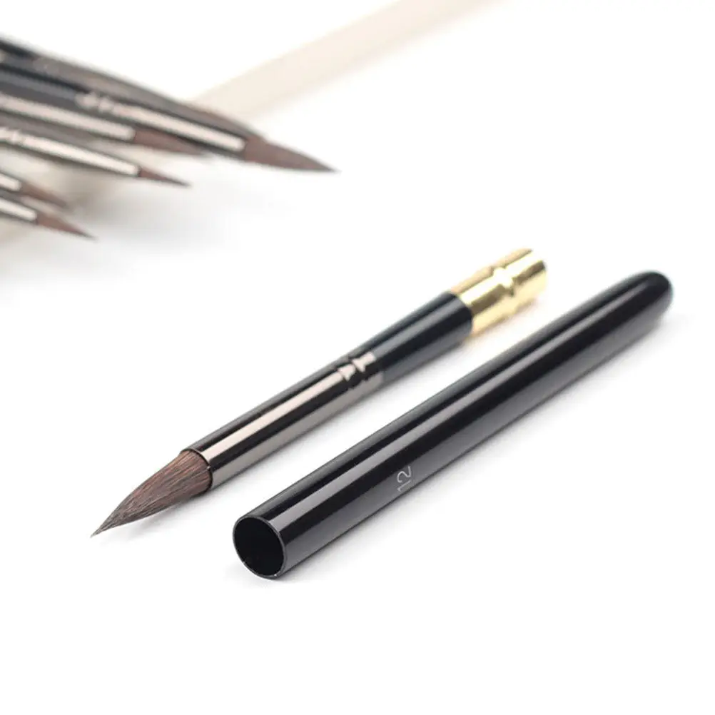 7Pcs High Quality Wolf Hair Line Drawing Pens Ideal for Watercolor Oil Acrylic Painting Detail Work School Art Supplies Brush