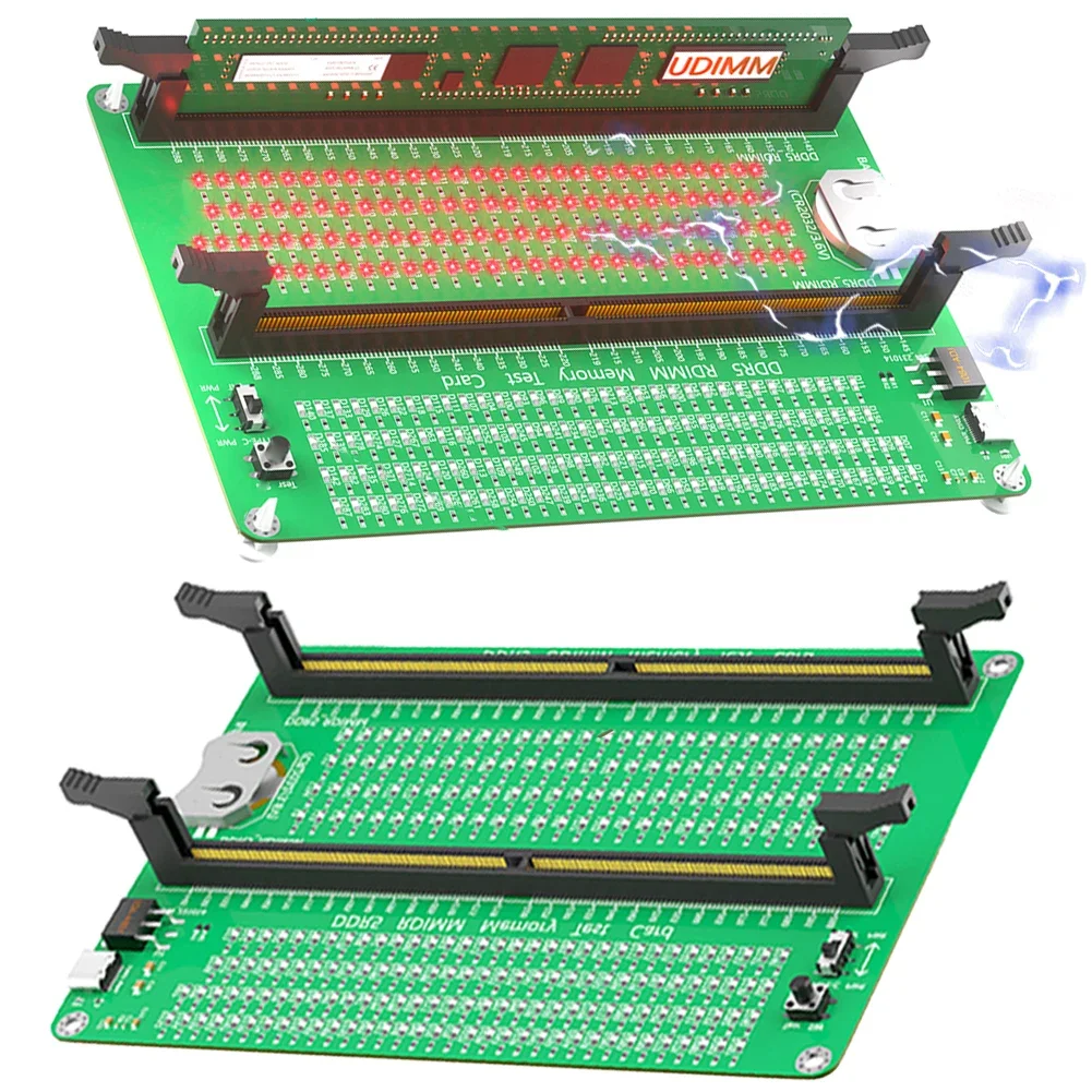 DDR5 Memory Tester with LED Light DDR5 Diagnostic Analyzer Tester Card Memory Slot Tester Card for Desktop Computer DDR5 Memory