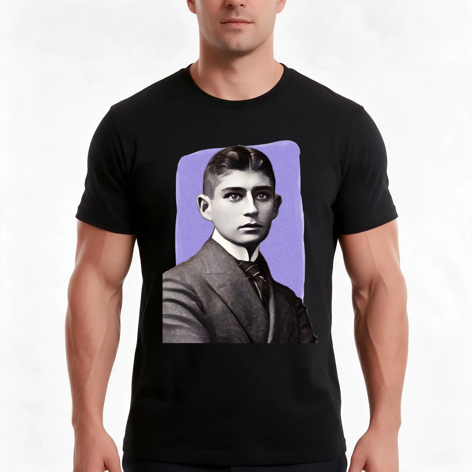 Czech Writer Franz Kafka - purple - illustration T-Shirt Summer Casual Cotton Tee Oversized Streetwear Tops Unisex Men Women