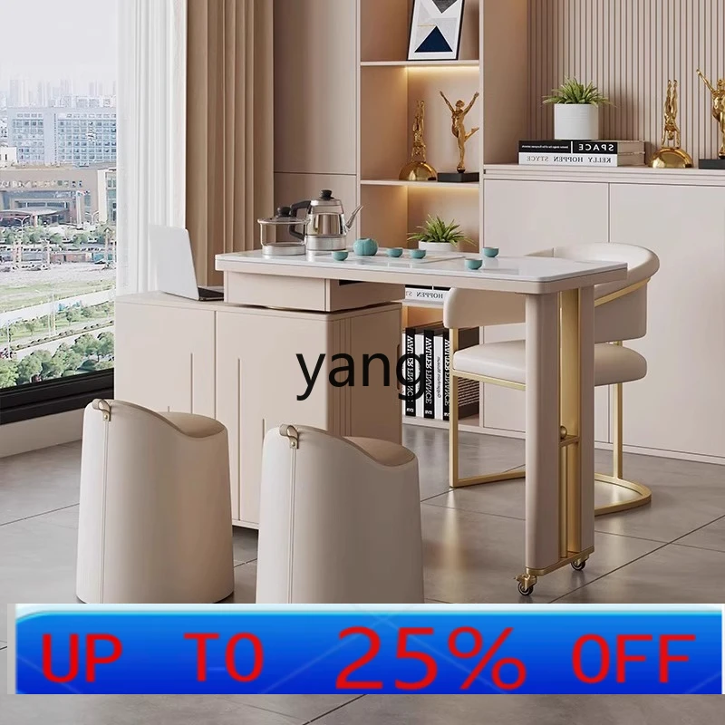 LH  mobile rotating balcony tea table small corner tea table light luxury modern living room home kung fu tea cart