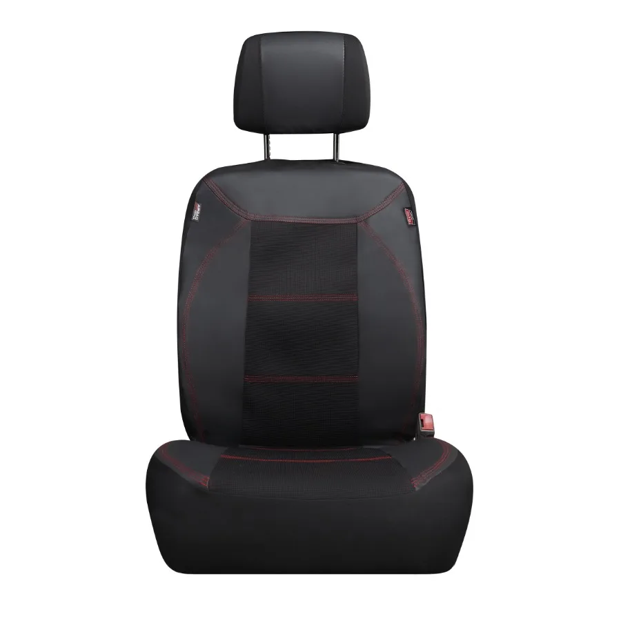 

Durasport Vegan Leather Universal Truck Seat Covers Black and Red 2-Piece Set