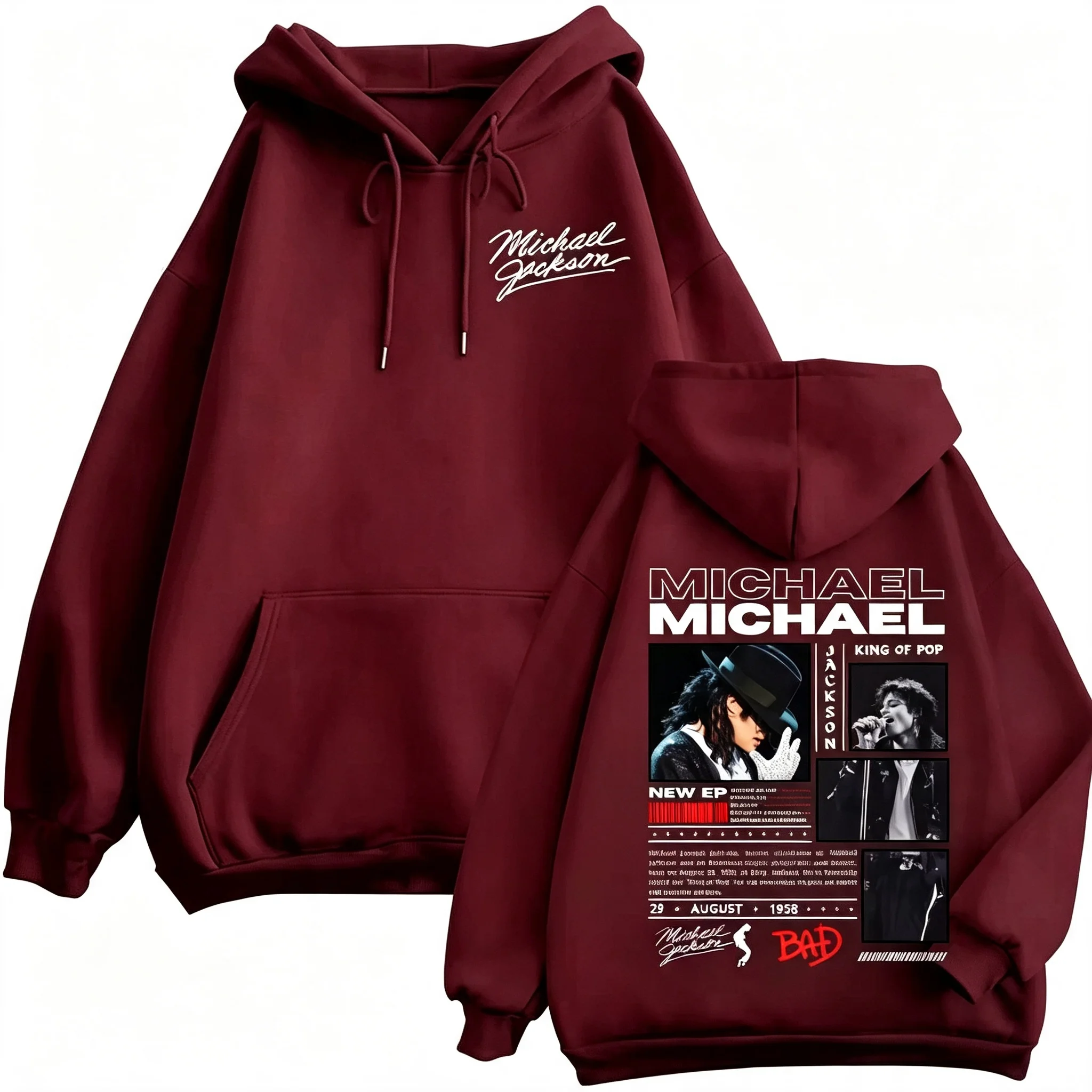Sänger Michael Jackson Klassische Zipper-Hoodies Rock-Mode Vintage Zip-Up Pullover für Männer und Frauen Lässige Langarm-Sweatshirts – Detail 11