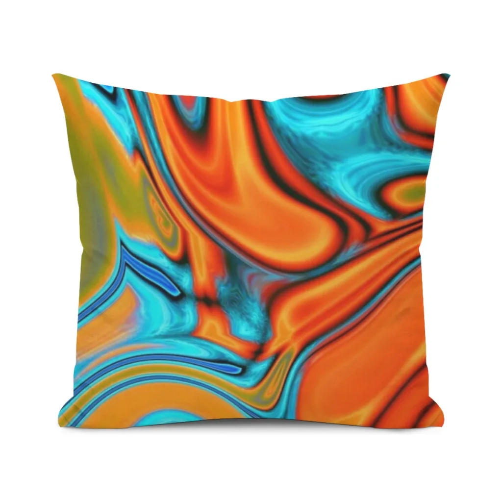 

vivid modern Southwest hipster turquoise orange swirls Pillow Case Home Bedroom Living Room Sofa Cushion Cover Peach Skin