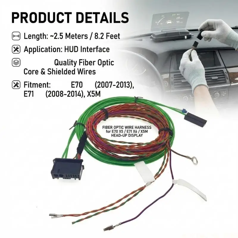 J0MA Easy Install Fiber Optically Wire Efficient Data Transfer Cable For E70 E71 X5M Dashboard Displays Enhances Driving Safety