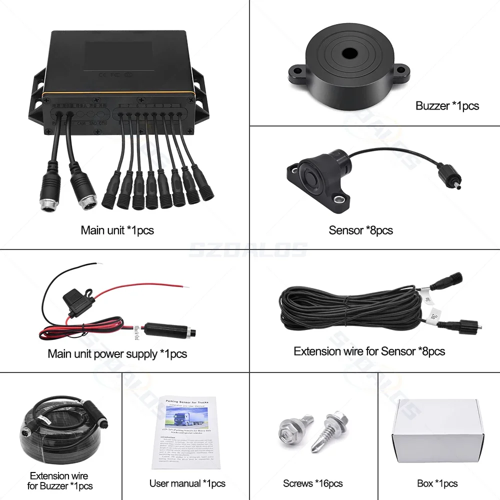 24V Parking Sensor 8 Sensors Buzzer Butterfly Probes Truck Car Reverse Aid Safe Parking Parking Sensor System