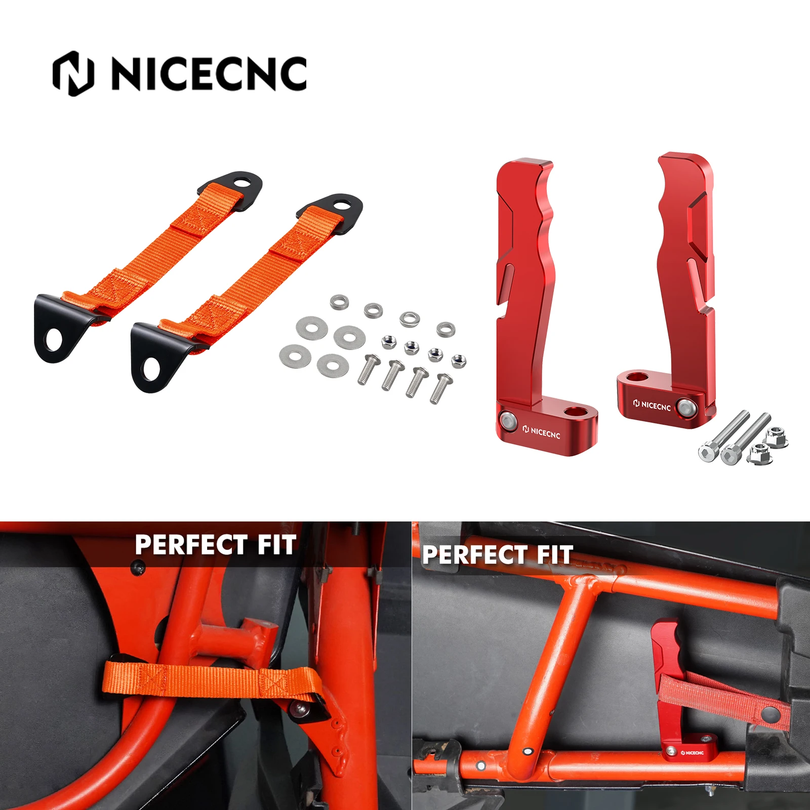 UTV Door Limit Straps For CAN AM MAVERICK X3 R RR 4x4 XRC XMR XRS XDS Turbo DPS Orange Black Polyester and 45 Steel Material