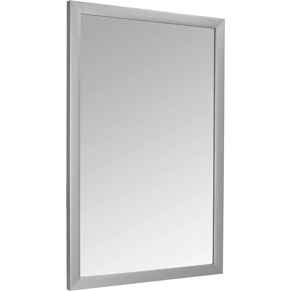 

24x36 Inch Rectangular Wall Mirror with Nickel Trim, Modern Design for Home Decor