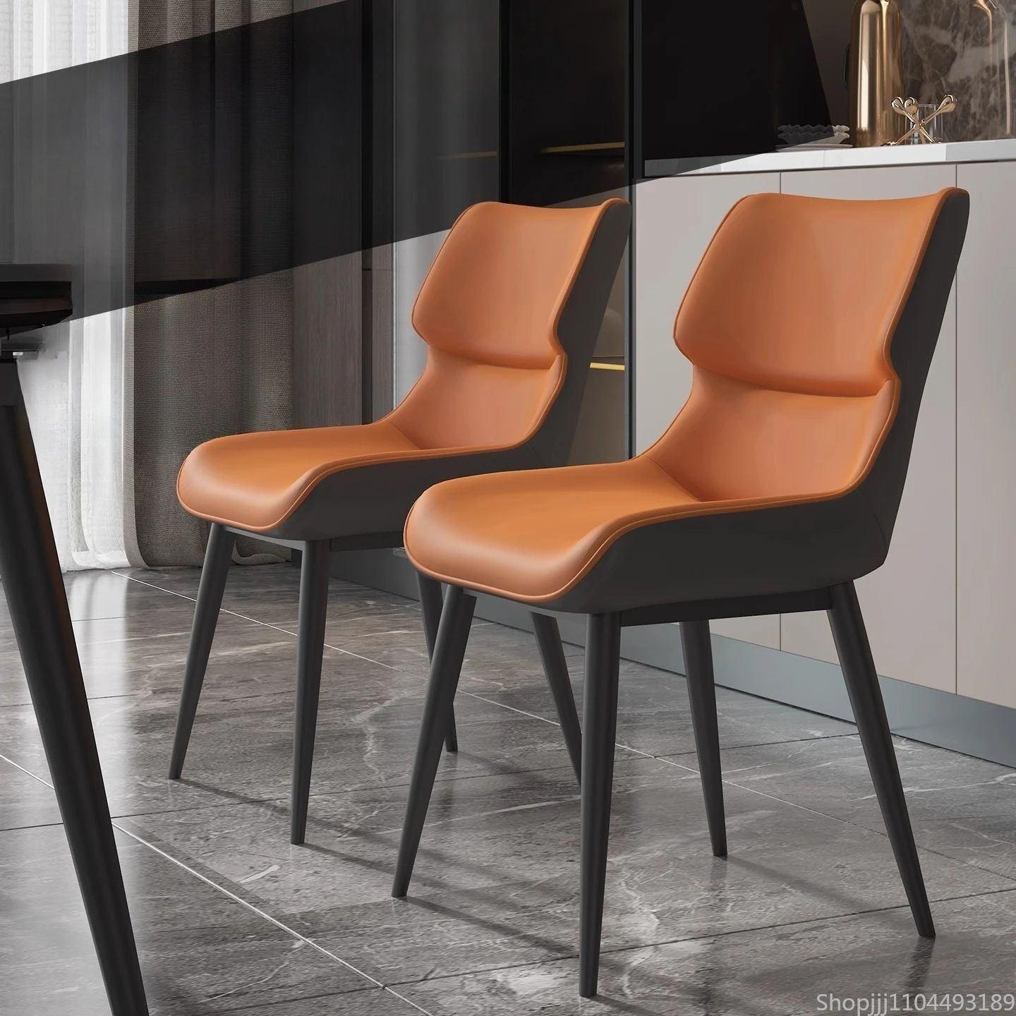 

Scandi Luxe Dining Chair - Italian Inspired Leather Seat with Backrest, Modern Minimalist Stool for Home & Hotels