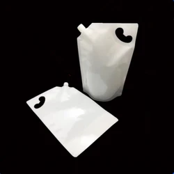 10pcs 500/1000ml White Standing Up Liquid Packing Bag - Food Grade Drinks Suction Nozzle Pouch Juice Water Doypack