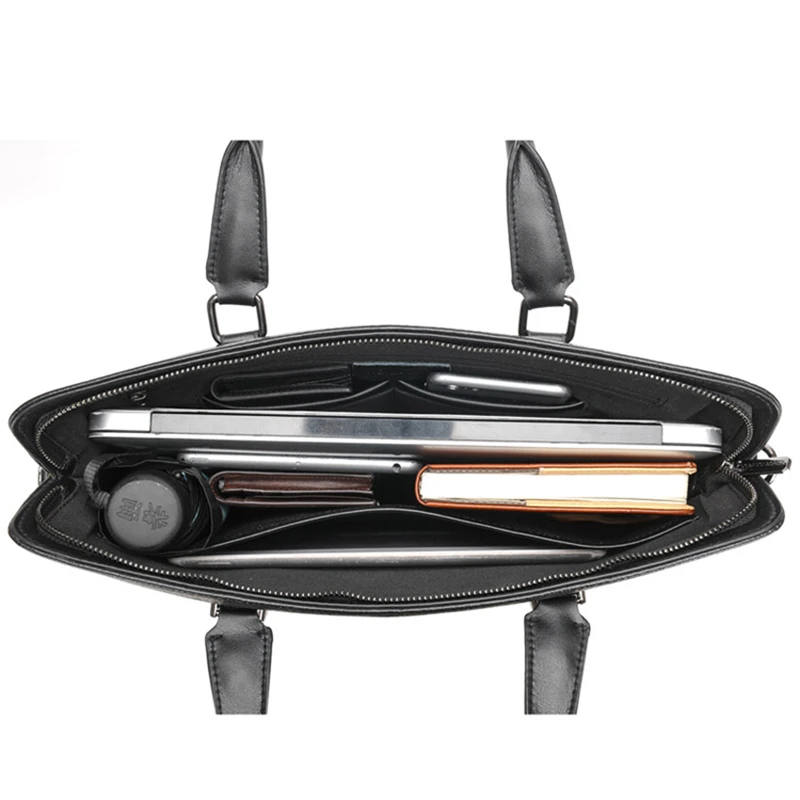 High Capaci Genuine leather Briease for Men Casual Busin Handbag oulder Bag File Bag Trendy Double Zipper Top Handle Bag 2025