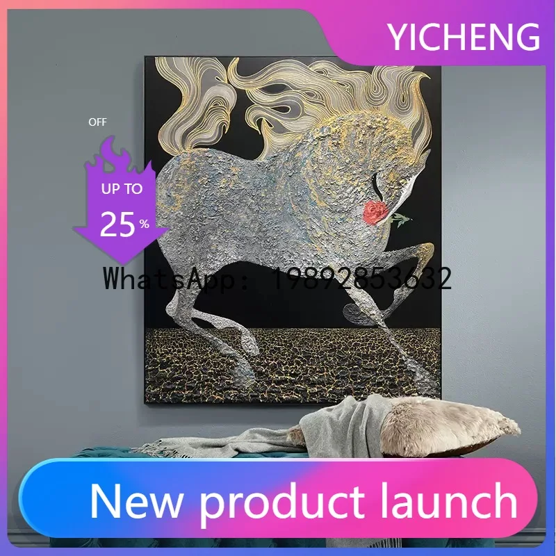 GH hand-painted oil painting for living room, villa, hotel lobby, original design decorative painting, 