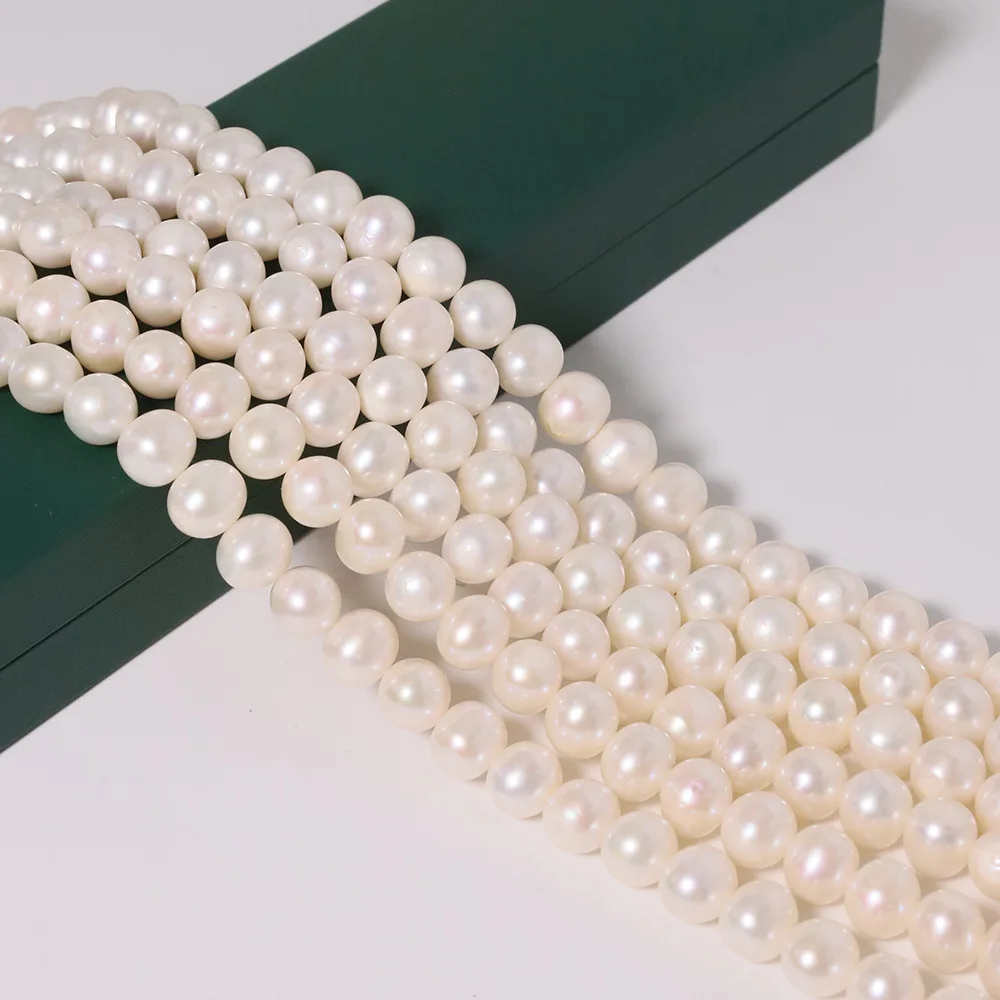 8-9mm natural freshwater pearl loose bead white punch Zhuji pearl DIY jewelry accessories bracelet necklace bead string