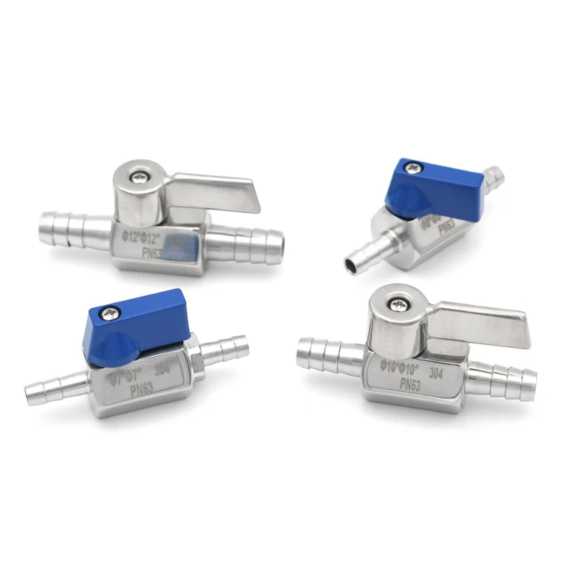 

Sanitary Stainless Steel 304 Mini Ball Valve 7mm 8mm 10mm 12mm Hose Barb Homebrew 2 Way Gas Water Oil