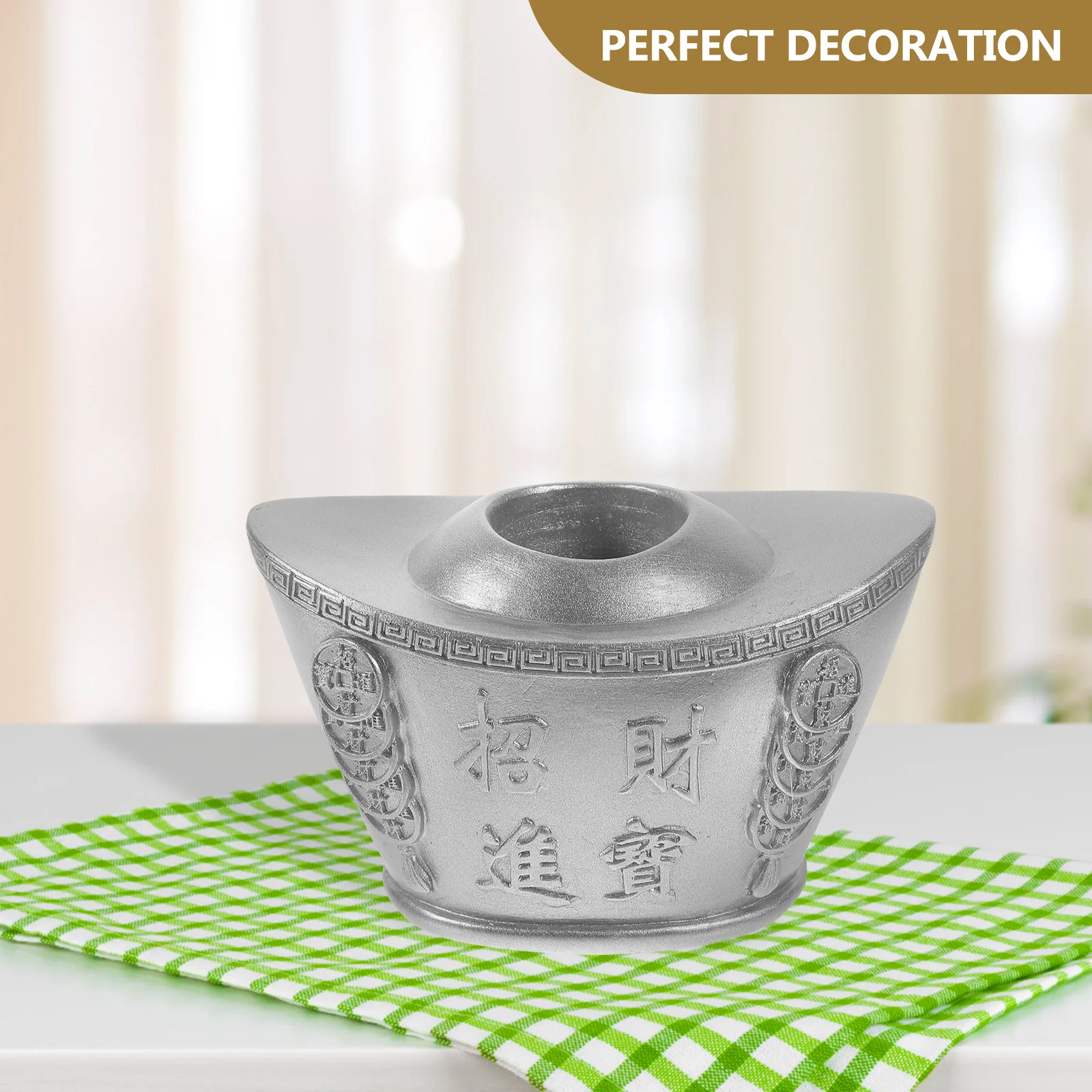

Chinese Ingot Toothpick Holder Elegant Desktop Decoration for Home Office Spring Festival Gift Compact Design Simulated