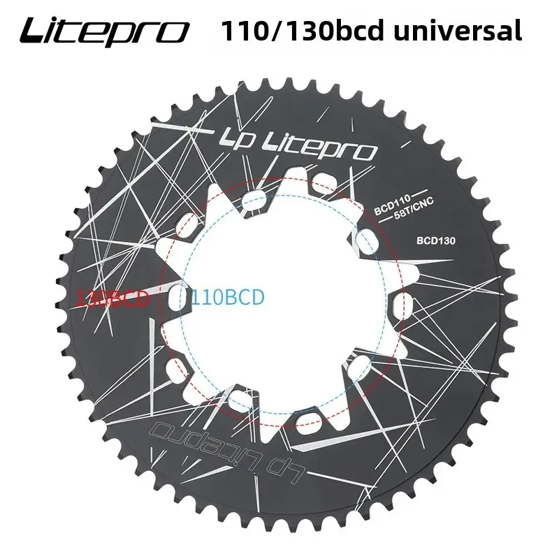 

LP Litepro складное велосипедное цепное колесо 110/130BCD, овальное 52 54 56 58 60T, универсальные аксессуары для дорожного велосипеда с приводом диска