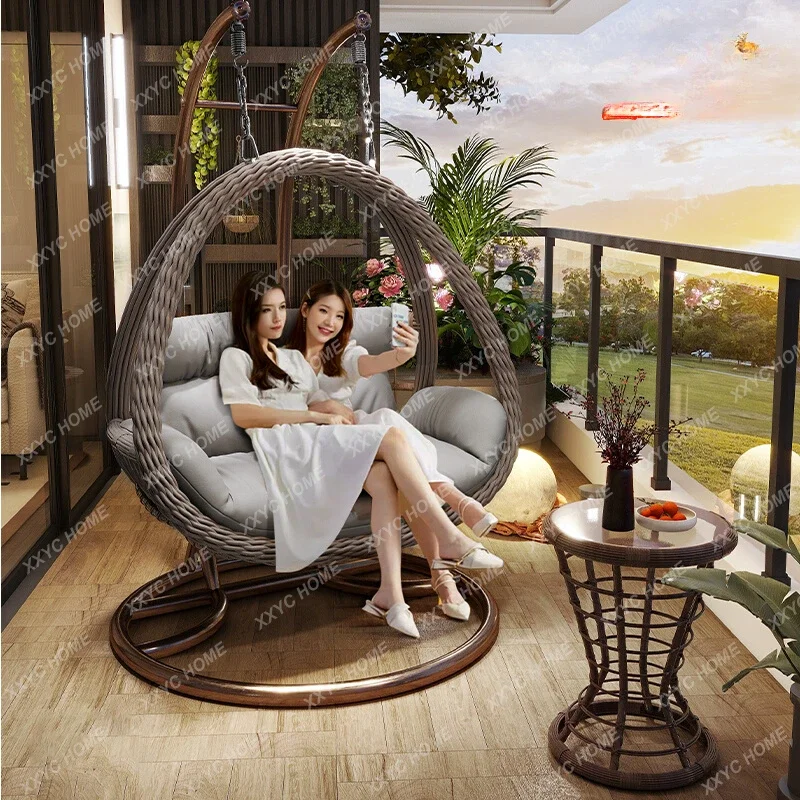 Courtyard Outdoor Double Swing Household Balcony Indoor Hanging Basket Chair Adult Light Luxury Bird's Nest Hammock Rattan