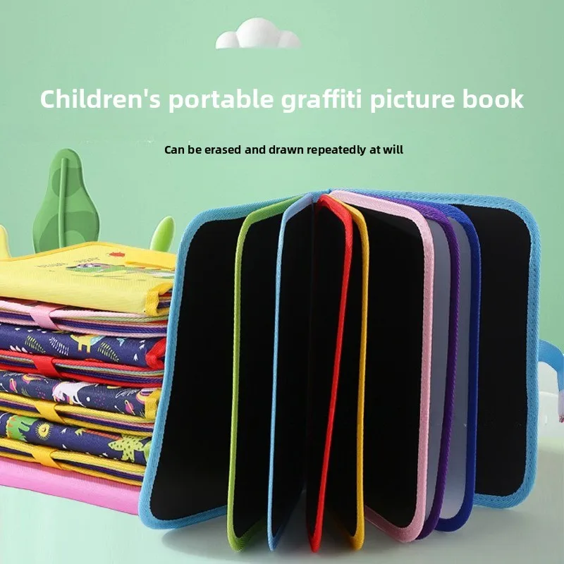 16 صفحة كتاب رسم منزلي سبورة صغيرة جرافيتي قابلة للمسح لوحة رسم للكتابة لوحة رسم تنوير محمولة #1