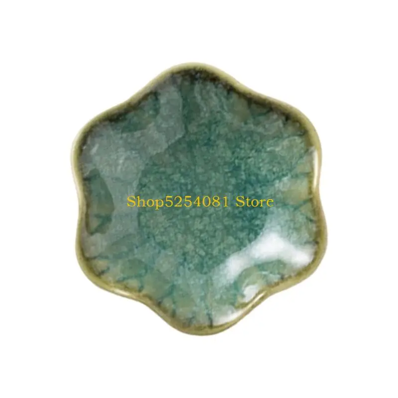AXYC Scalloped Ceramic Jewelry Plate Leaf Shape Catchall Dish for Earrings Keys on Dresser Desk and Side Table Home
