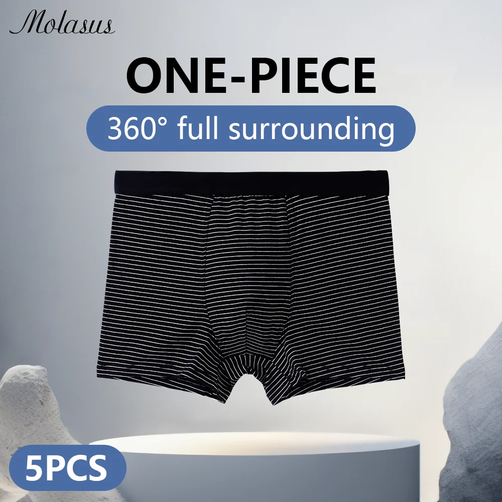 5pcs/set Men's Underwear Sexy Boxer Antibacterial Breathable Solid Color Men Boxer Shorts New Style Boy Thin Flat Corner Panties