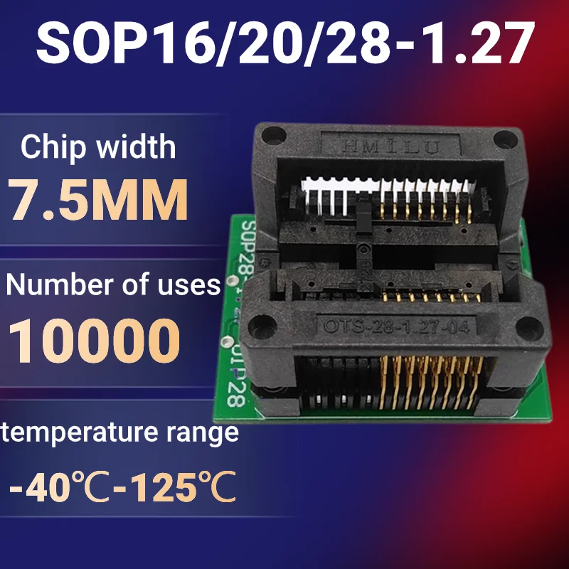 SOP16/20/28 SOP28 to DIP high-temperature aging test socket IC width 7.5mm programming adapter socket conversion burner