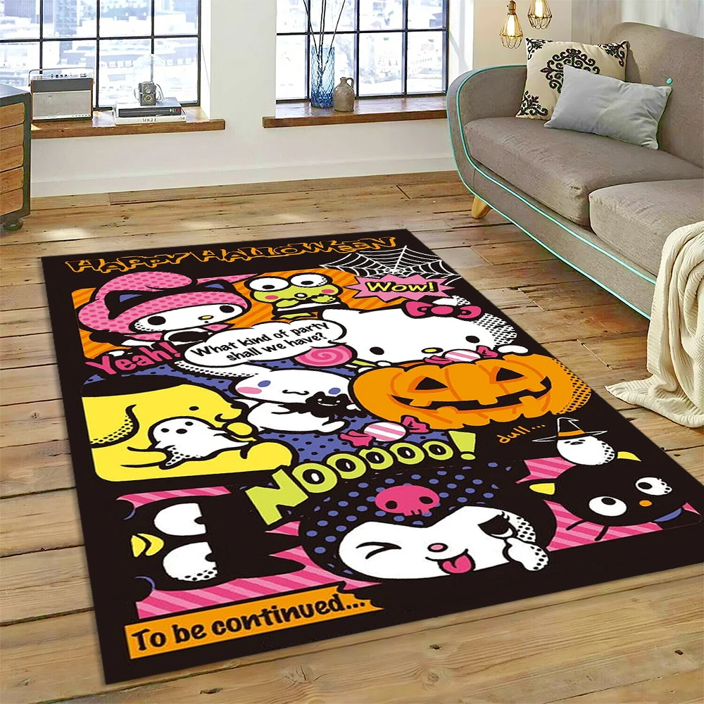 2025 New Kuromi Melody Sanrio Cartoon Girl Carpet Rug for Bedroom Living Room Home Sofa Decoration,Children Game Decor Floor Mat