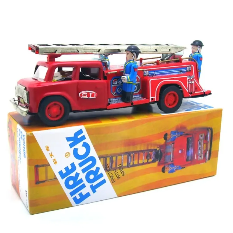 [Engraçado] coleção adulta retrô, brinquedo de metal, caminhão de combate a incêndio, carro, bombeiros, brinquedo mecânico, modelo, presente para crianças