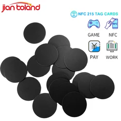 Rewritable 50/100pcs Black Ntag215 NFC Round Coin 13.56MHz 504 Bytes Smart Ntag 215 Card Labels 25mm For NFC Phone Game