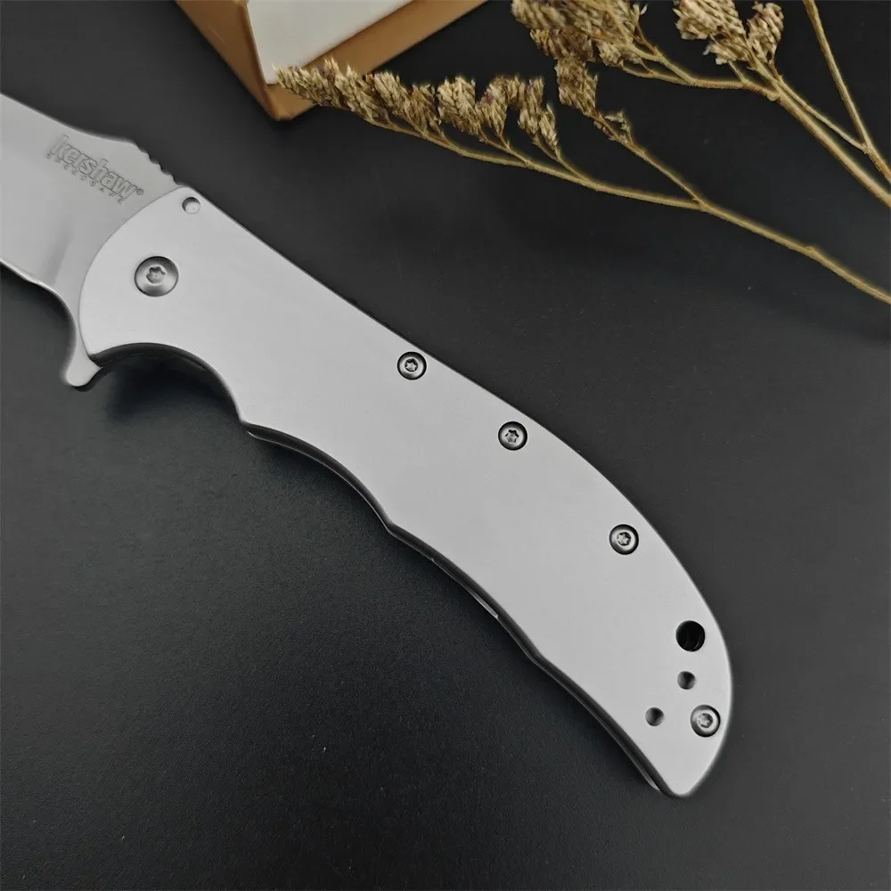 KS 3655 Flipper Folding Knife 8Cr13Mov Blade 420 Steel Handle Outdoor Tactical Knife EDC Camping Practical Pocket Hunting Tool