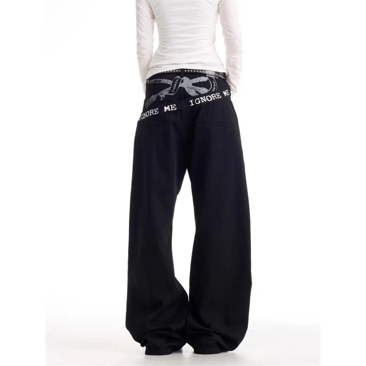 جينز أمريكي ريترو للرجال صيفي عصري ماركة رائعة وعصرية سراويل شارع متفجرة سراويل سوداء فضفاضة #2