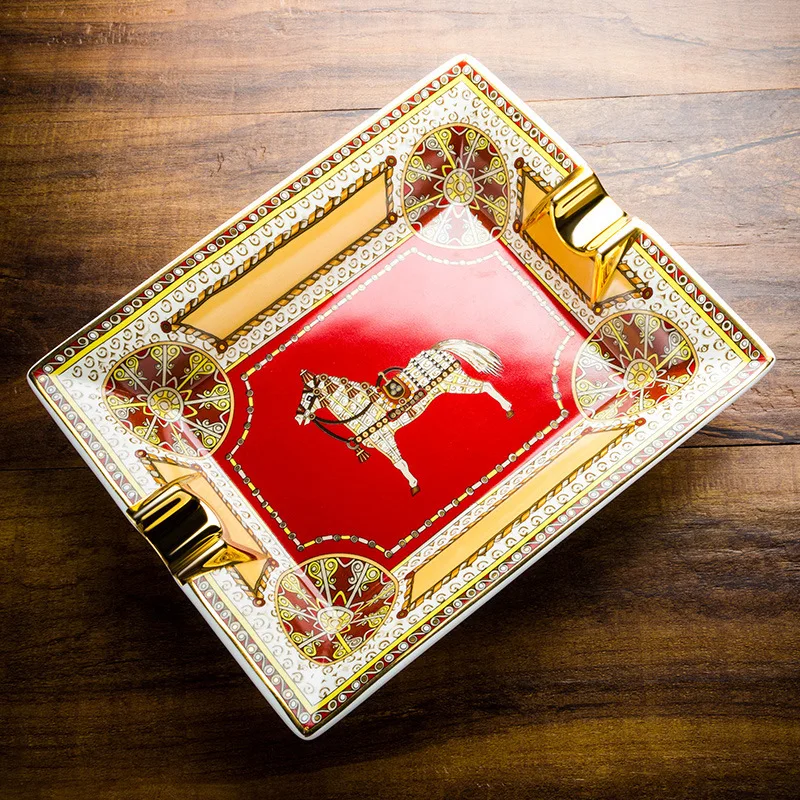 

Cigar ashtray, double bone china, European warhorse ashtray