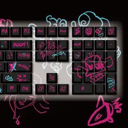 123Keys JINX Keycap Cherry Graffiti LOL Game Character Mechanical Keyboard PBT Five-Sided Thermal Sublimation Diy jinx Keycap