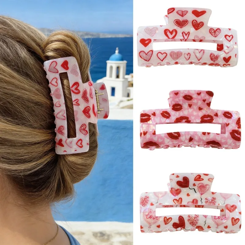 

Набор из 3 заколок для волос с принтом в виде сердца и губ ко Дню святого Валентина, модные декоративные аксессуары для праздничных мероприятий и повседневной носки