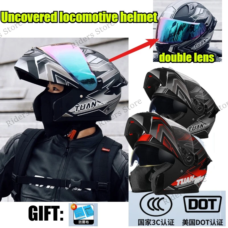 

Мотоциклетный шлем, модульный откидной шлем для мужчин и женщин, сертифицированный DOT 3C, класс А, с двойными линзами, полнолицевой, универсальный для всех сезонов.