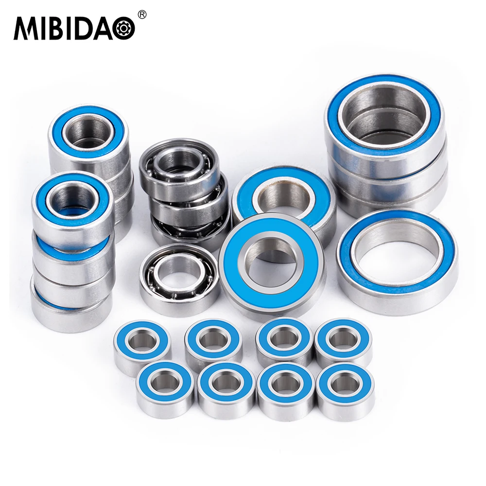 MIBIDAO 26PCS 3x7mm 10x15mm Metal Blue Sealed Deep Groove Ball Bearings for Team Associated DR10 Wheel Hubs Axle Sealed Bearing