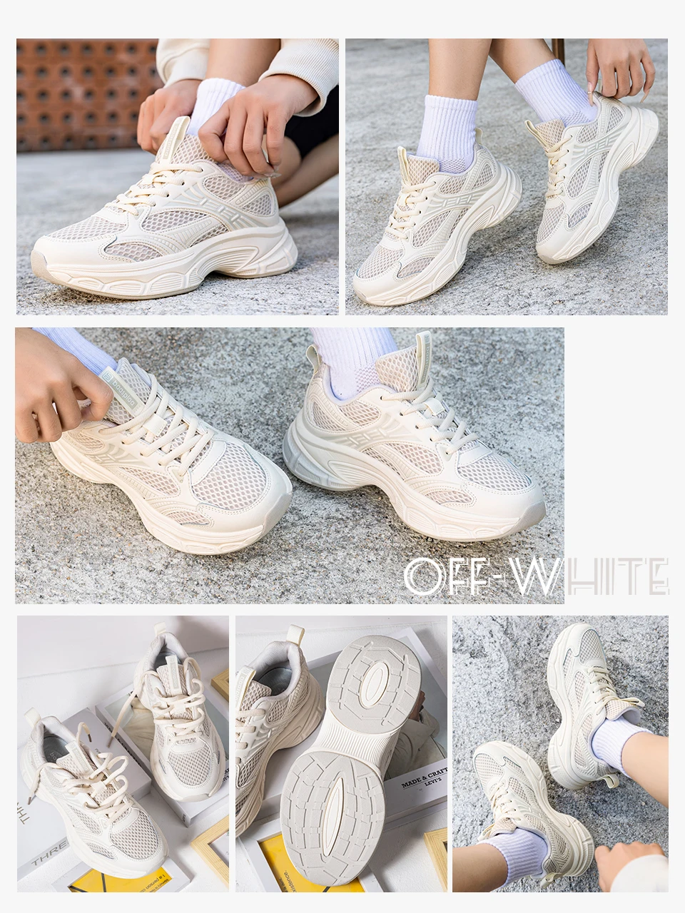 Baasploa Damen-Laufschuhe, leichte, atmungsaktive Sportschuhe für Damen, bequeme weiße Turnschuhe, lässige Turnschuhe, rutschfest – Detail 10