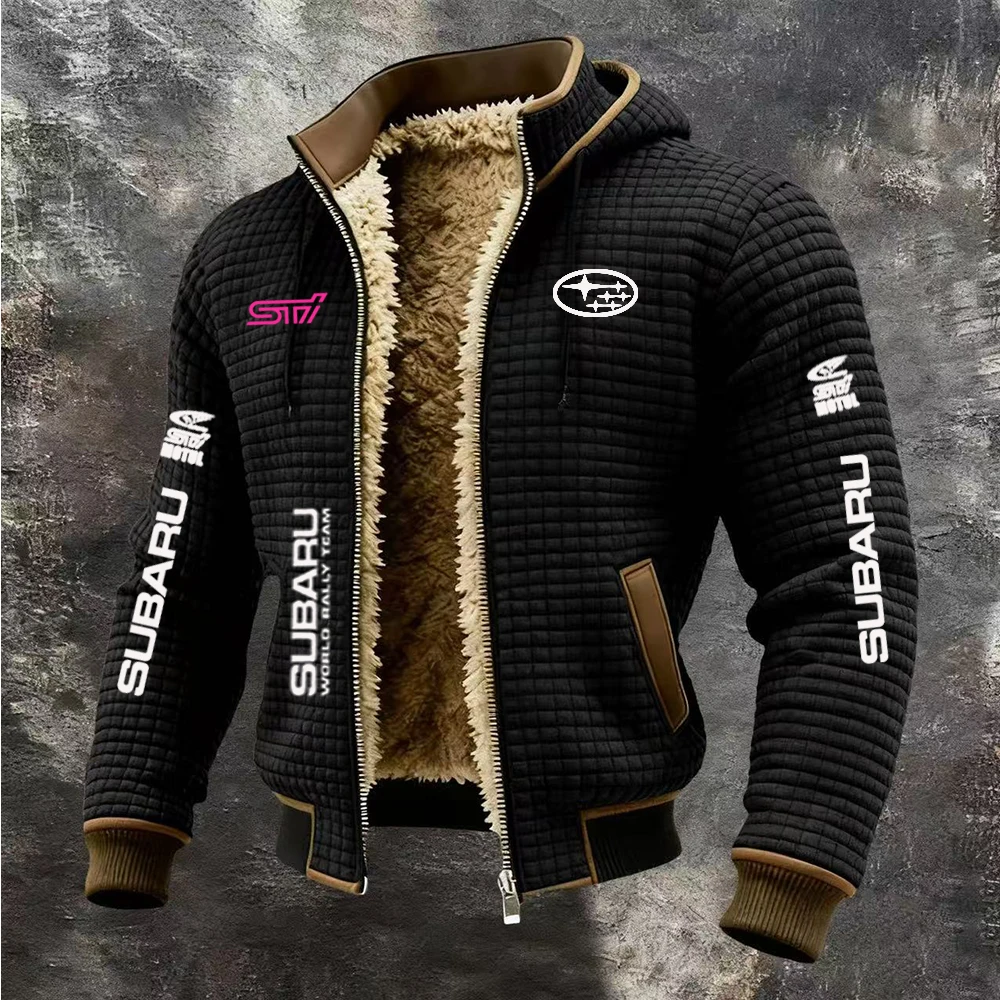 

Мужское зимнее пальто SUBARU, осенне-зимняя теплая куртка из толстой замши с капюшоном, приталенного кроя, стильная, с капюшоном в крупную клетку.