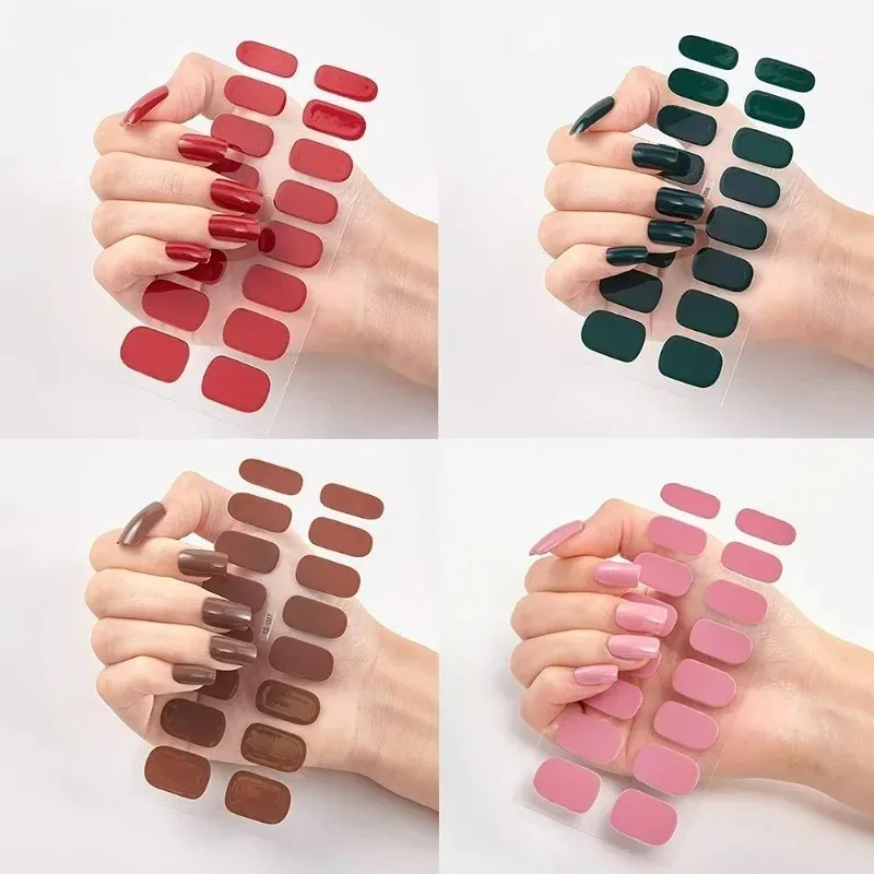جديد للنساء الفتيات ملصقات الأظافر 12 ورقة × 16 قطعة يلتف كامل شرائط طلاء الأظافر ، ذاتية اللصق هلام مسمار ملصقات فنية